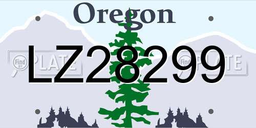 LZ28299 Oregon License Plate