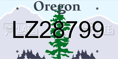 LZ28799 Oregon License Plate
