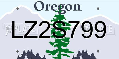 LZ2S799 Oregon License Plate
