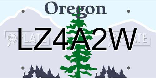 LZ4A2W Oregon License Plate