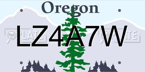 LZ4A7W Oregon License Plate