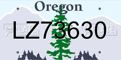 LZ73630 Oregon License Plate