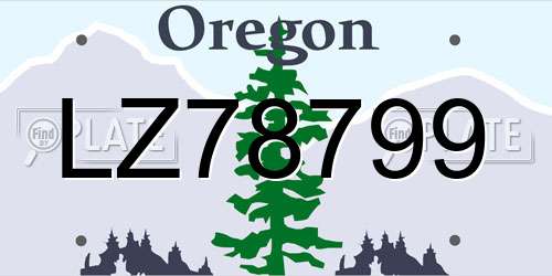 LZ78799 Oregon License Plate