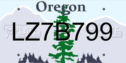 LZ7B799 Oregon License Plate
