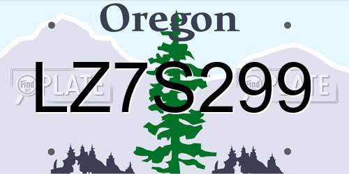 LZ7S299 Oregon License Plate