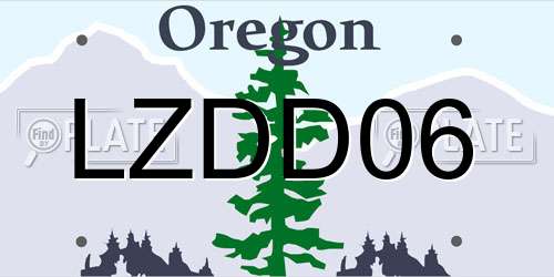 LZDD06 Oregon License Plate