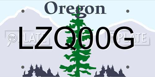 LZQ00G Oregon License Plate