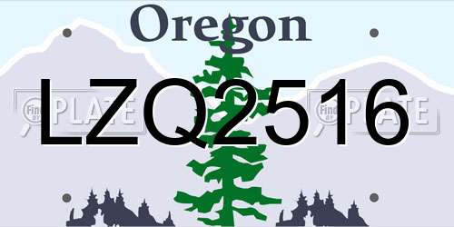 LZQ2516 Oregon License Plate