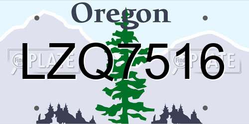 LZQ7516 Oregon License Plate