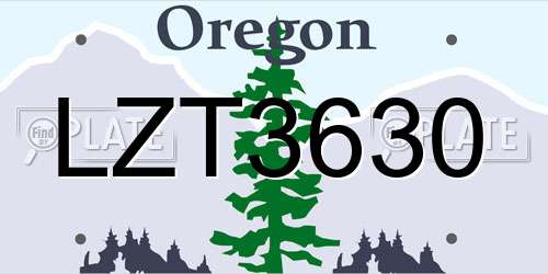 LZT3630 Oregon License Plate