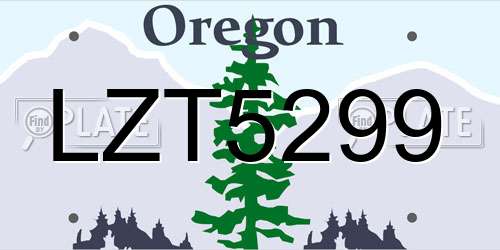 LZT5299 Oregon License Plate