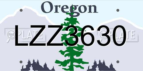 LZZ3630 Oregon License Plate