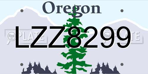 LZZ8299 Oregon License Plate