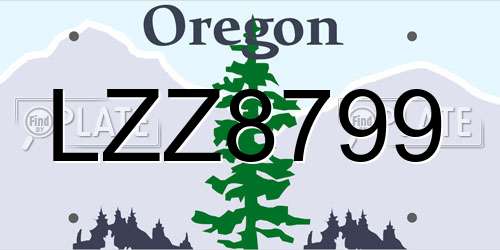 LZZ8799 Oregon License Plate