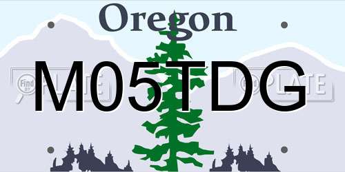 M05TDG Oregon License Plate