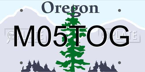 M05TOG Oregon License Plate