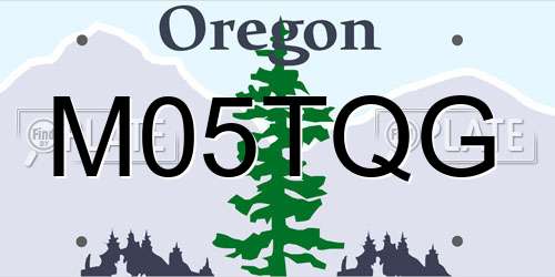 M05TQG Oregon License Plate