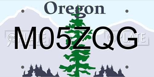 M05ZQG Oregon License Plate