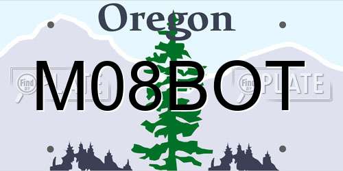 M08BOT Oregon License Plate