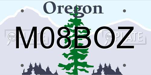 M08BOZ Oregon License Plate