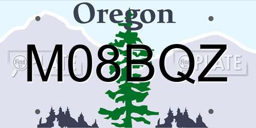 M08BQZ Oregon License Plate