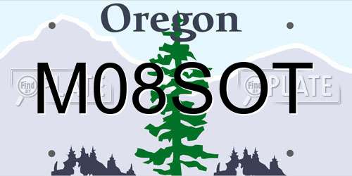 M08SOT Oregon License Plate