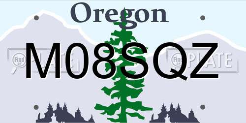 M08SQZ Oregon License Plate
