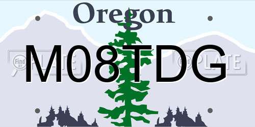 M08TDG Oregon License Plate