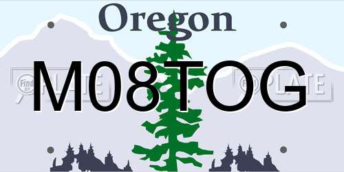 M08TOG Oregon License Plate