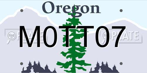 M0TT07 Oregon License Plate