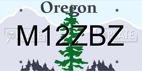 M12ZBZ Oregon License Plate