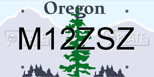 M12ZSZ Oregon License Plate
