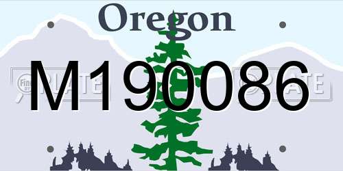 M190086 Oregon License Plate