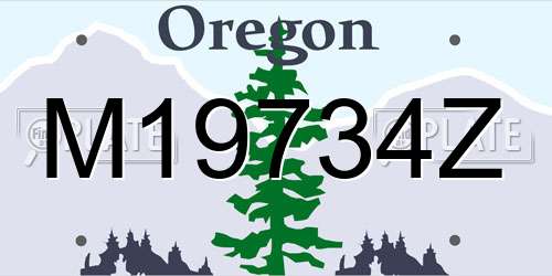M19734Z Oregon License Plate