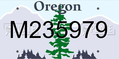 M235979 Oregon License Plate