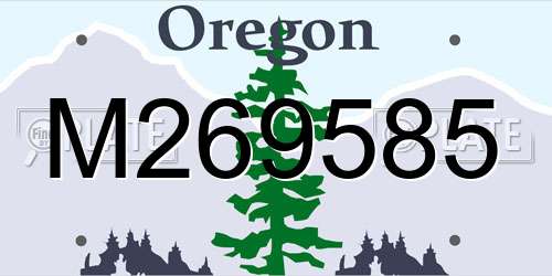 M269585 Oregon License Plate