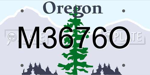 M3676O Oregon License Plate