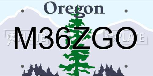 M36ZGO Oregon License Plate