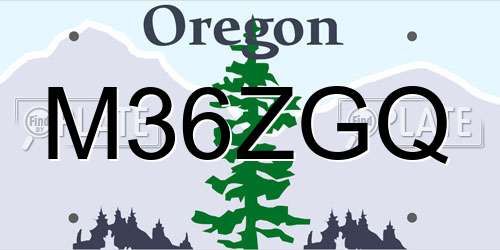 M36ZGQ Oregon License Plate