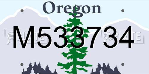 M533734 Oregon License Plate