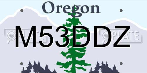 M53DDZ Oregon License Plate