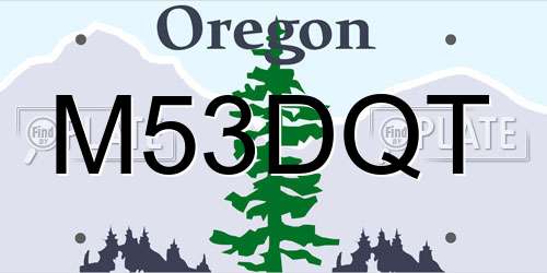 M53DQT Oregon License Plate
