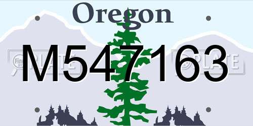 M547163 Oregon License Plate