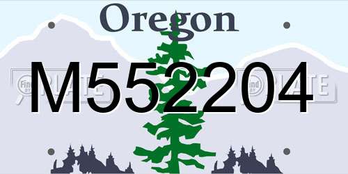 M552204 Oregon License Plate