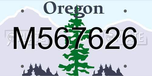 M567626 Oregon License Plate
