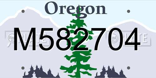 M582704 Oregon License Plate