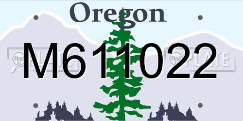 M611022 Oregon License Plate