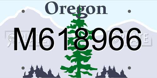 M618966 Oregon License Plate
