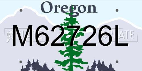 M62726L Oregon License Plate