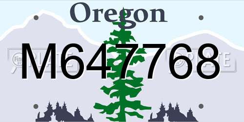 M647768 Oregon License Plate